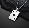 Stainless Steel Poker Card Ace of Spades Necklace