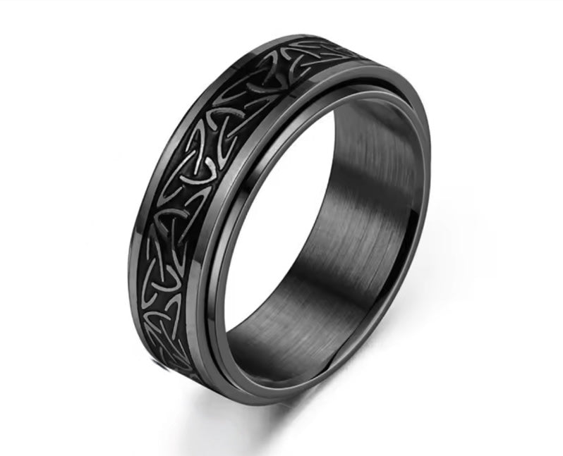 Spinning Stainless Steel Celtic Knot Rune Rings