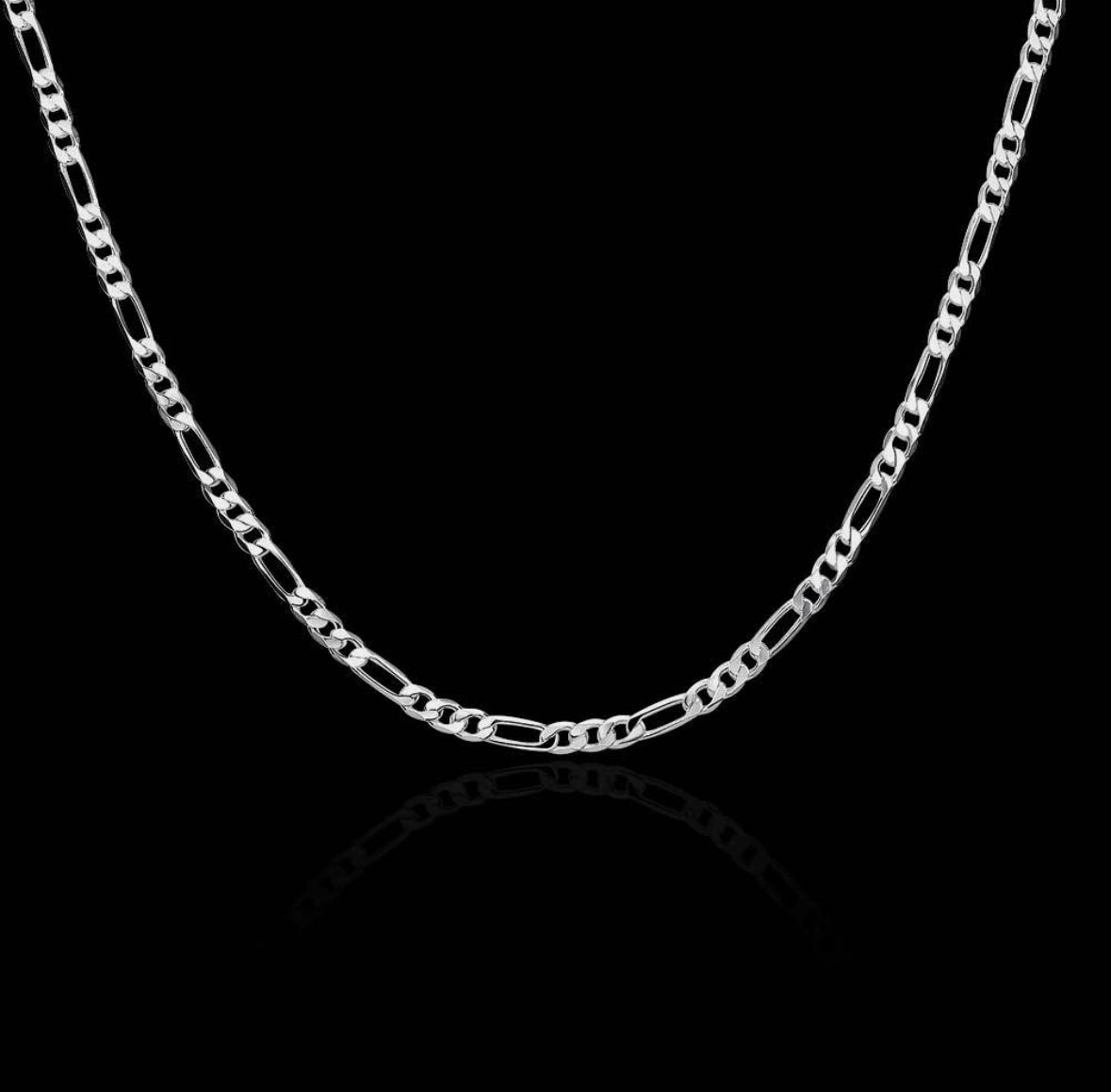 925 Sterling Silver Filled 4MM Classic Figaro Chain Necklace 20”