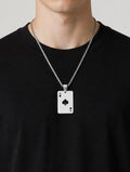 Stainless Steel Poker Card Ace of Spades Necklace