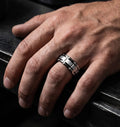 Double Silver Groove Beveled Edge Stainless Steel Ring