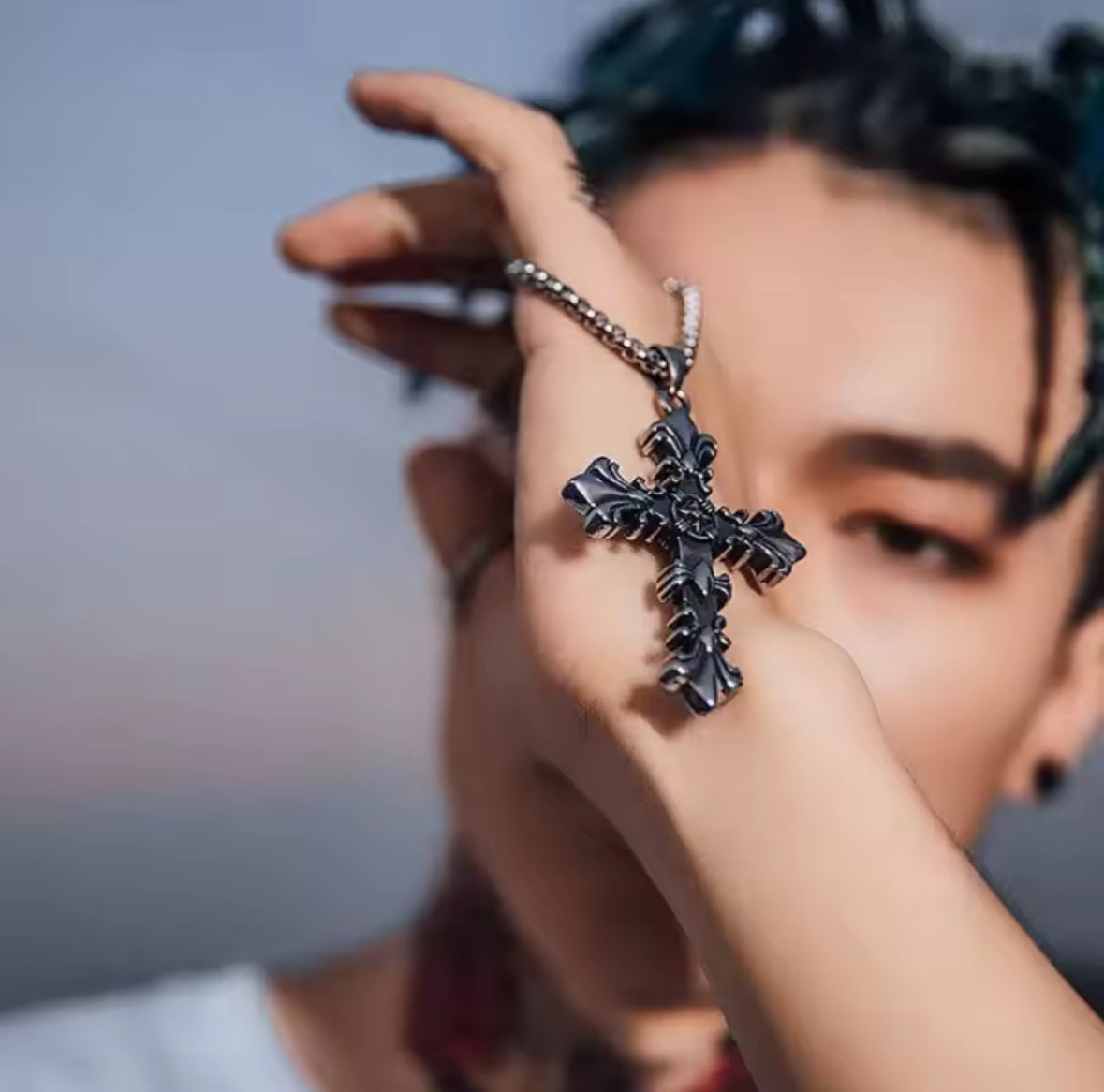 Vintage Silver Color Cross Pendant Necklace Stainless Steel