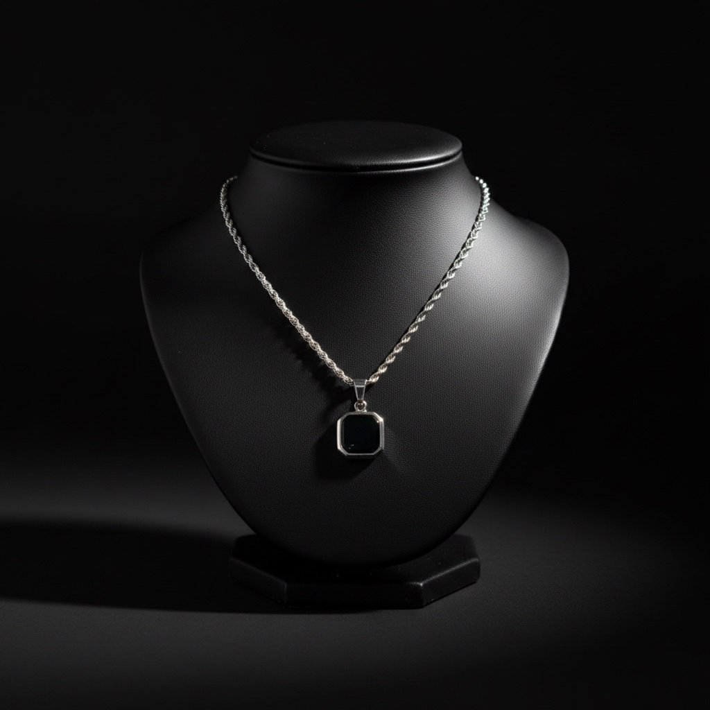 Black Onyx Pendant Rope chain