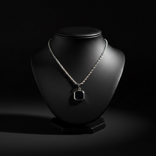 Black Onyx Pendant Rope chain